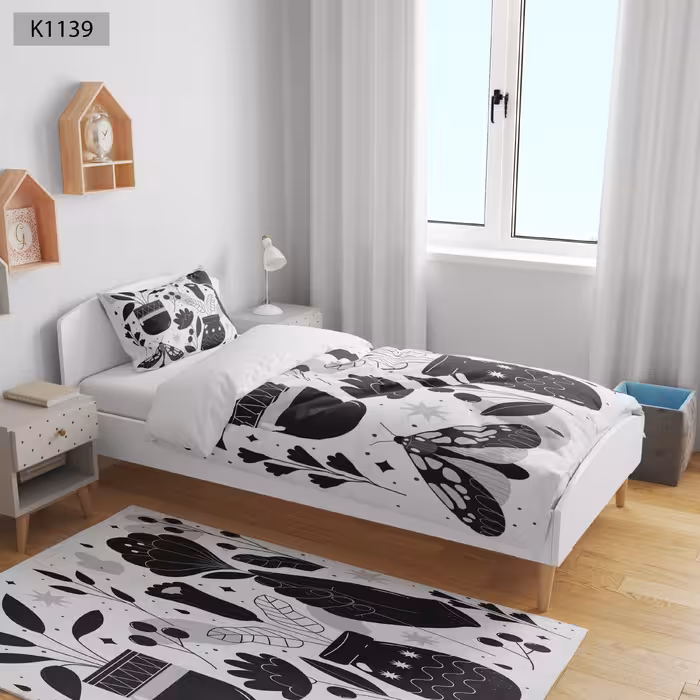 ست رو تختی چاپی 4 تیکه کالیفرنیا یک نفره   کد1139