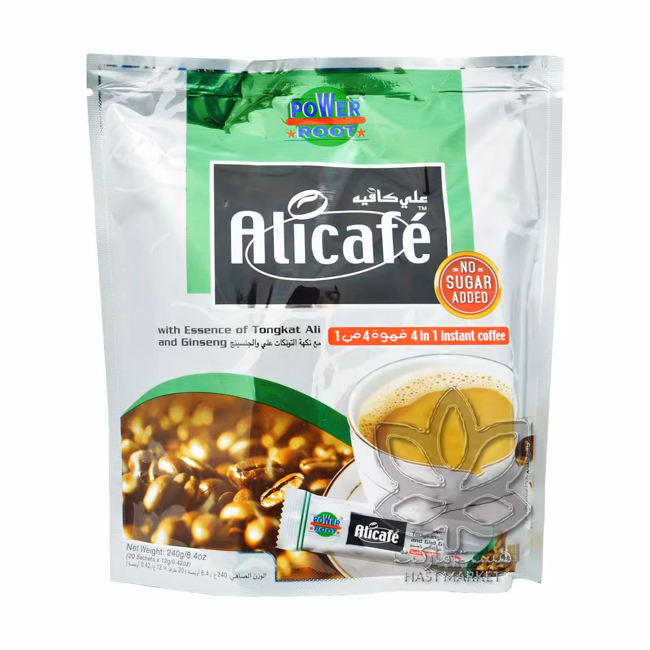 قهوه فوری 4 در 1 نقره ای ( بدون شکر افزوده ) علی کافه - alicafe