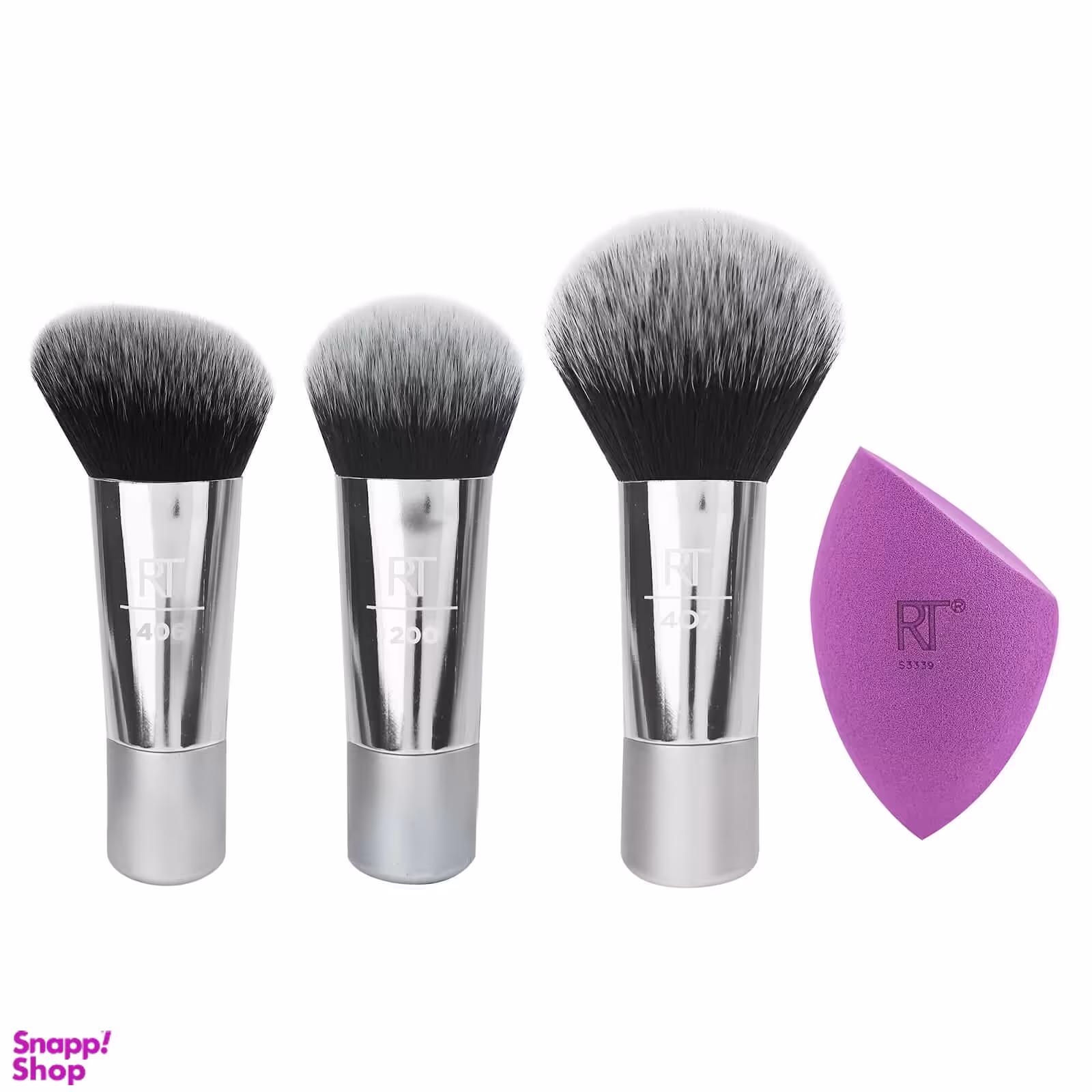 ست برس آرایشی ریل تکنیکس (Real Tecgniques) مدل Flawless مجموعه 3 عددی به همراه پد آرایشی