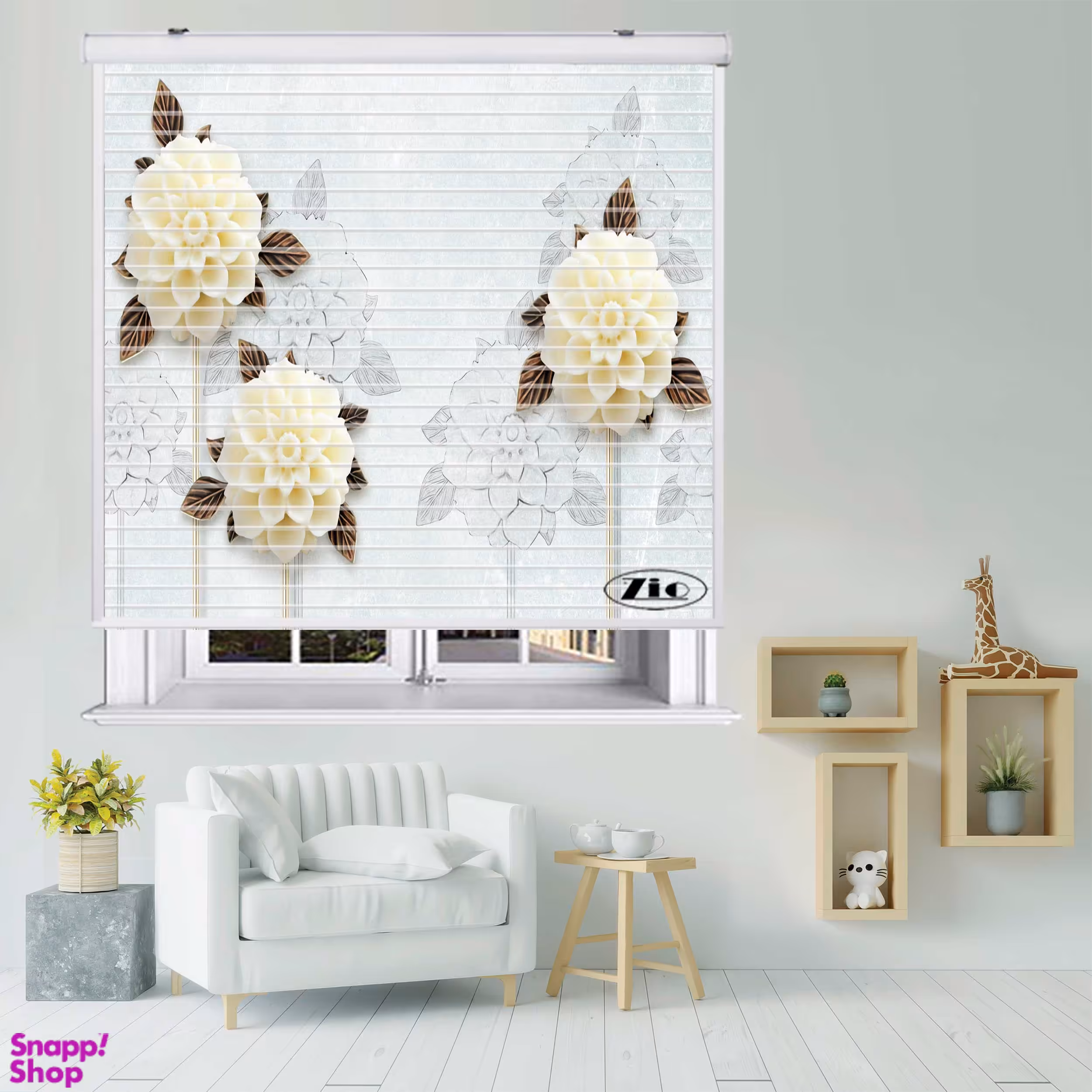 پرده زبرا زیو مدل سیلوئت 3D1523 سایز 150x150 سانتی متر