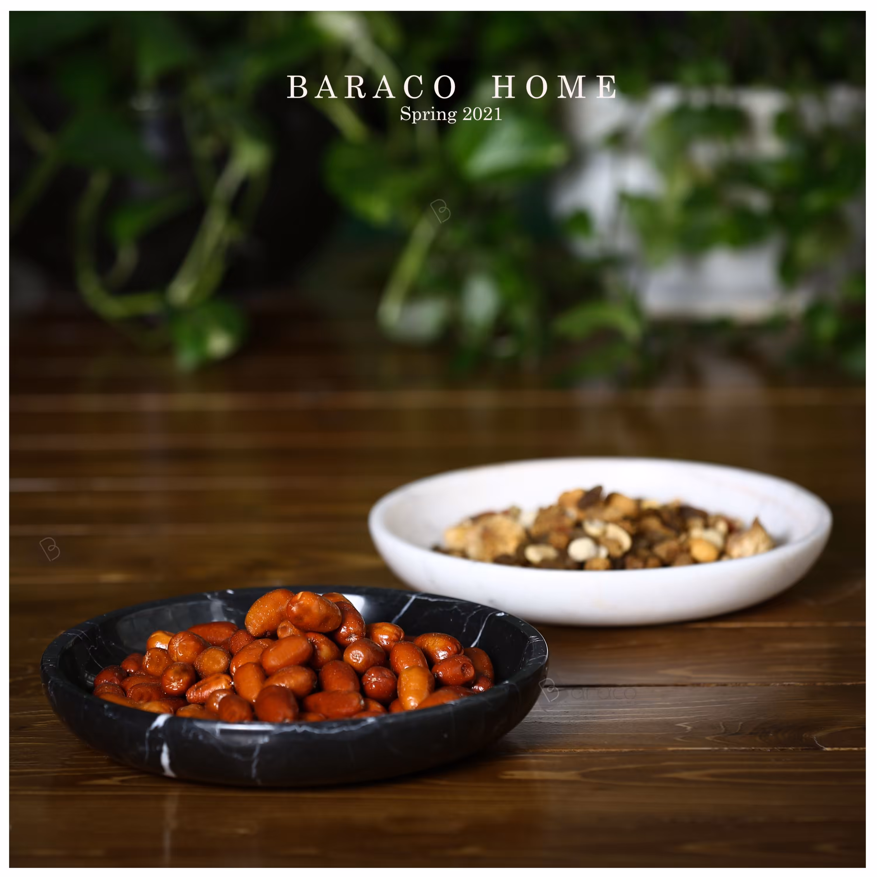 ظرف پذیرایی-کاسه سنگی - سفید - مشکی-  قطر 20 ارتفاع 4