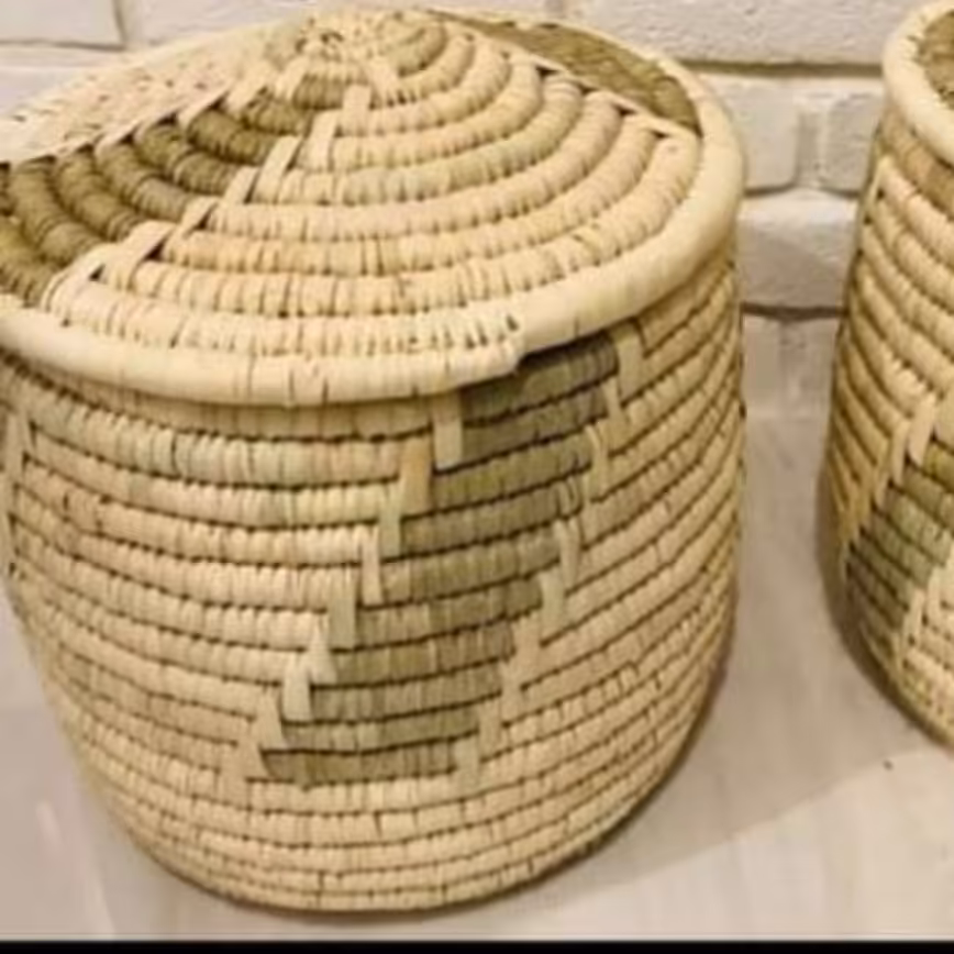 جالباسی استوانه ای حصیری 40سانت طرحدار