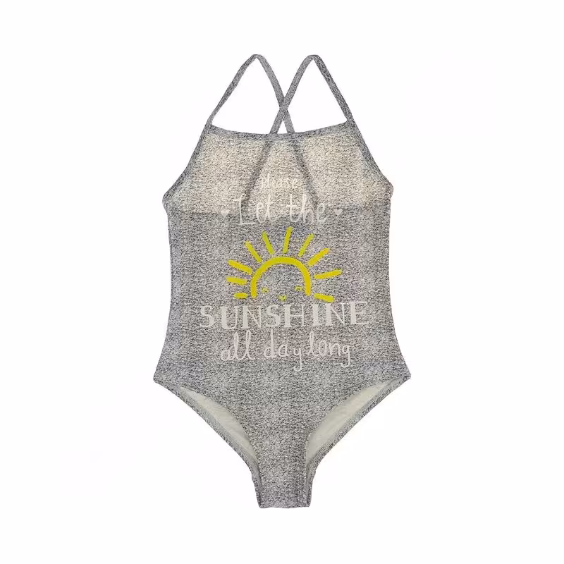 مایو شنا بچه گانه دخترانه یک تکه IS مدل  KIABI 01   طوسی 4 تا 5 سال