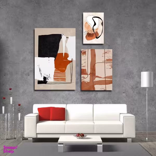 تابلو شاسی بکلیت طرح نقاشی مدرن سبک آبستره مدل SH-1794 مجموعه 3 عددی