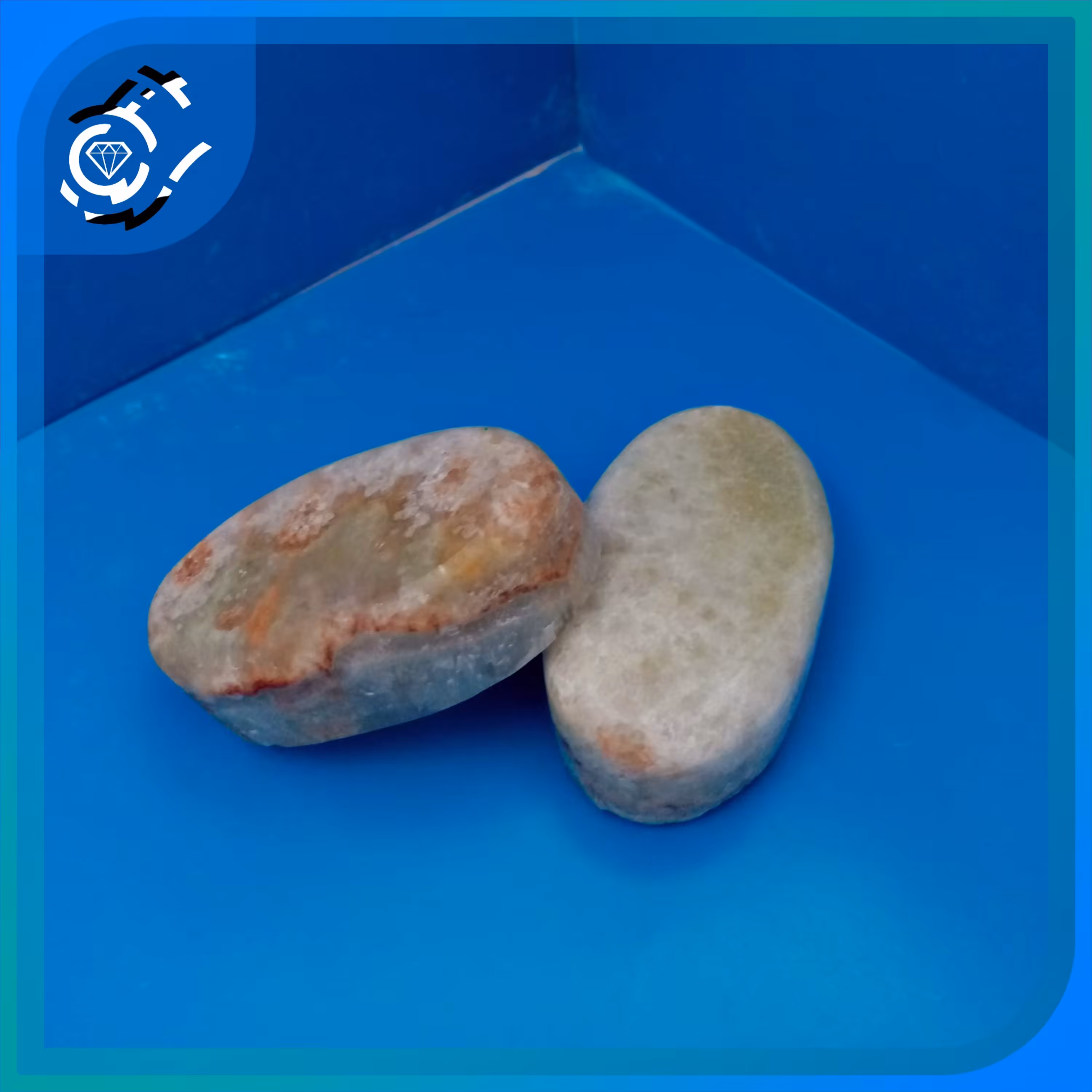 مهر نماز سنگی از جنس مرمر سبز تراش بیضی ابزار خورده