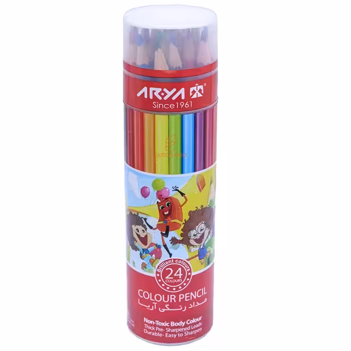 مداد رنگی 24 رنگ لوله ای طرح پسران موفرفری آریا ARYA