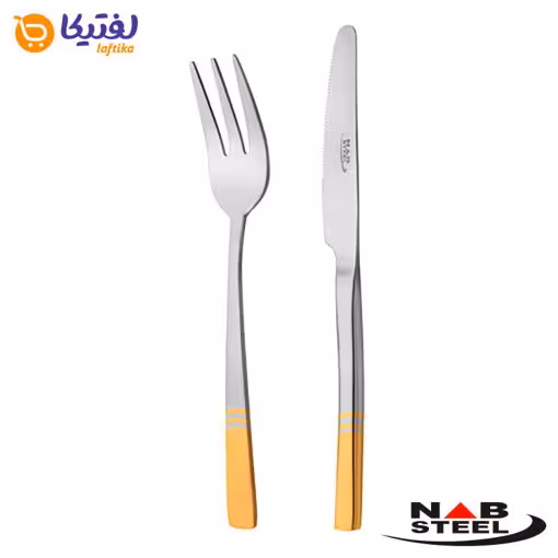 کارد و چنگال میوه خوری ناب استیل مدل فلورانس دور طلایی 12 پارچه