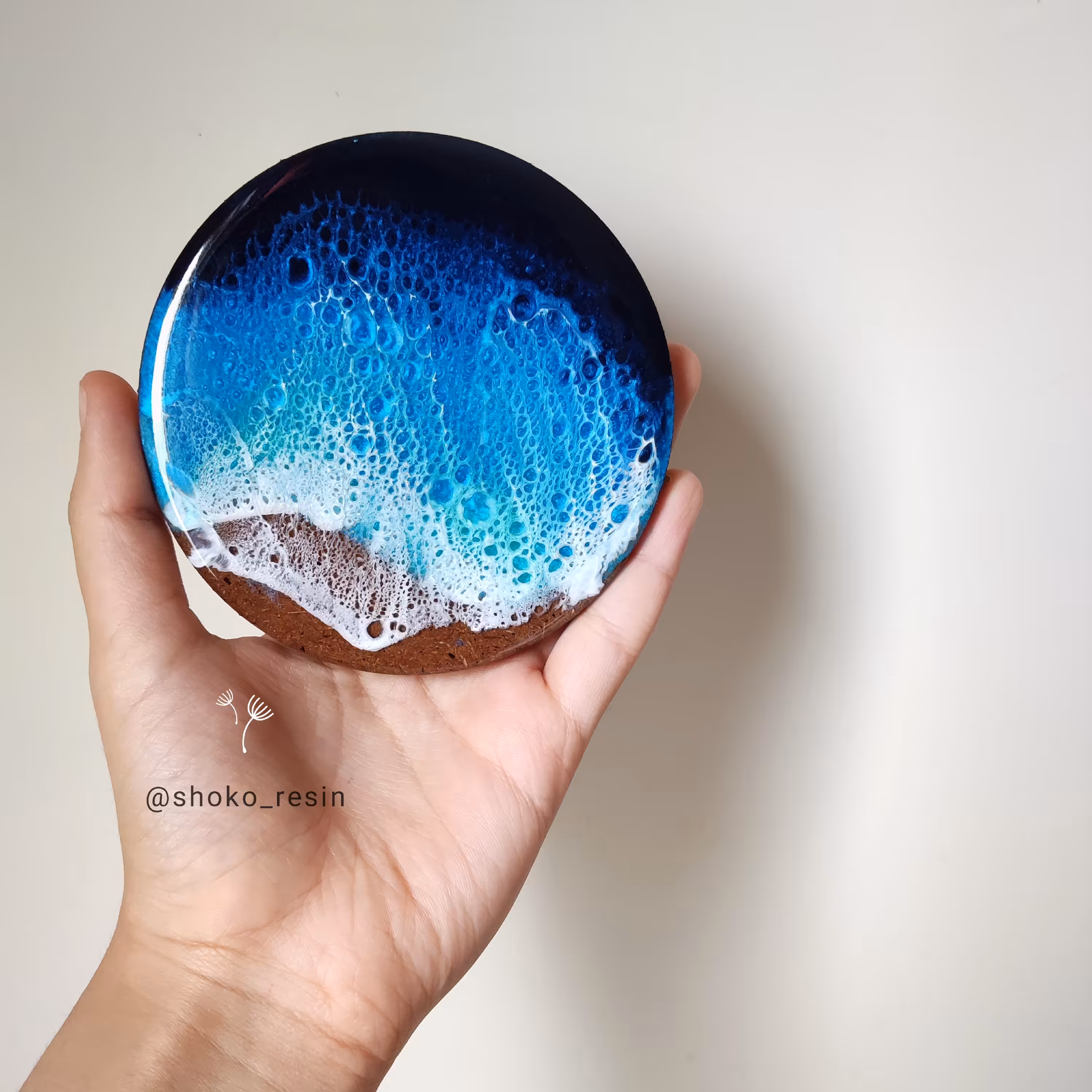 زیرلیوانی دریایی رزینی چوبی هدیه