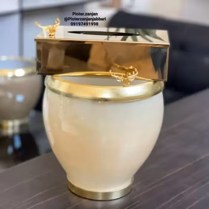 سطل و جادستمالی رنگ نقره ای و طلایی 