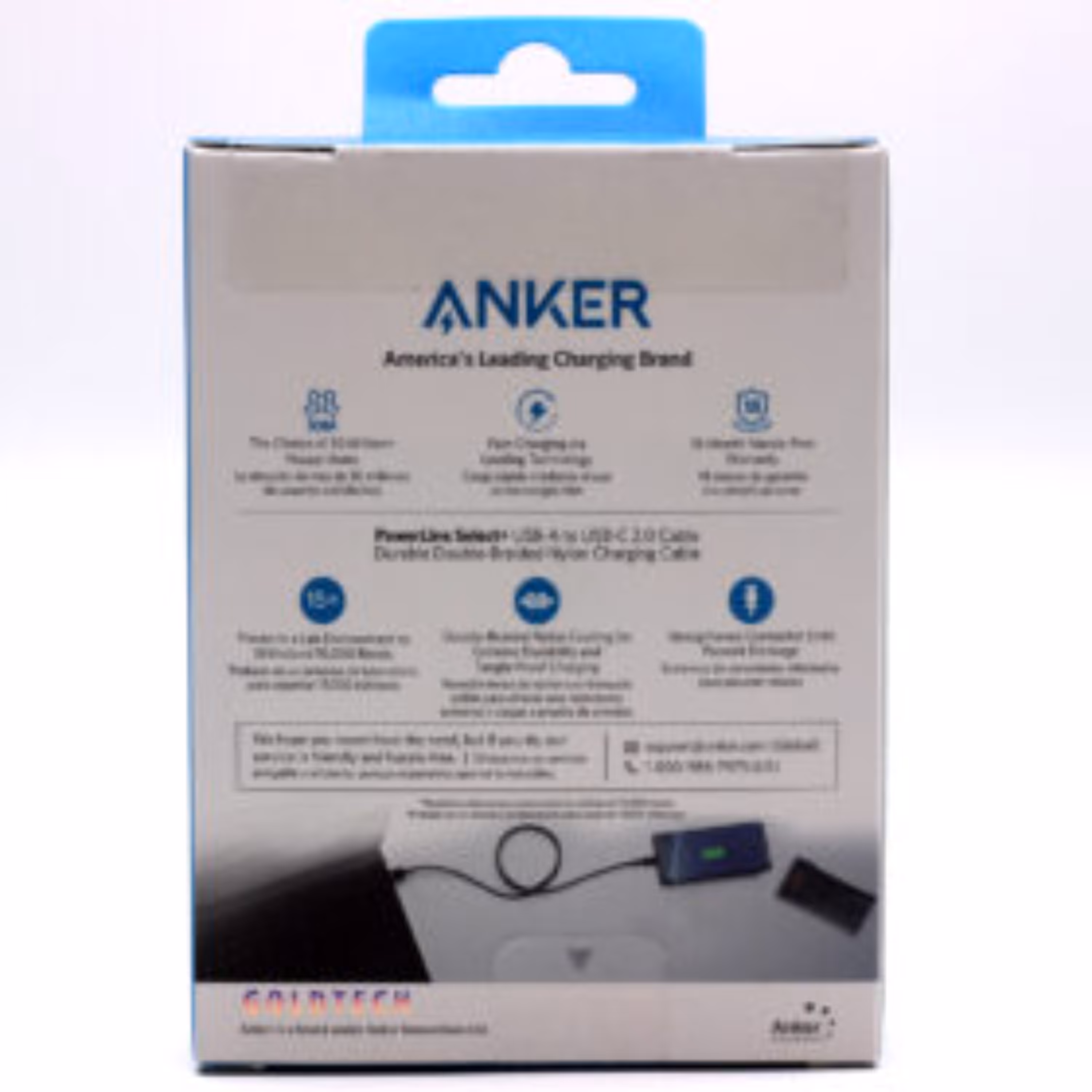 کابل شارژرتایپ سی USB-A به USB-C انکر مدل A8022