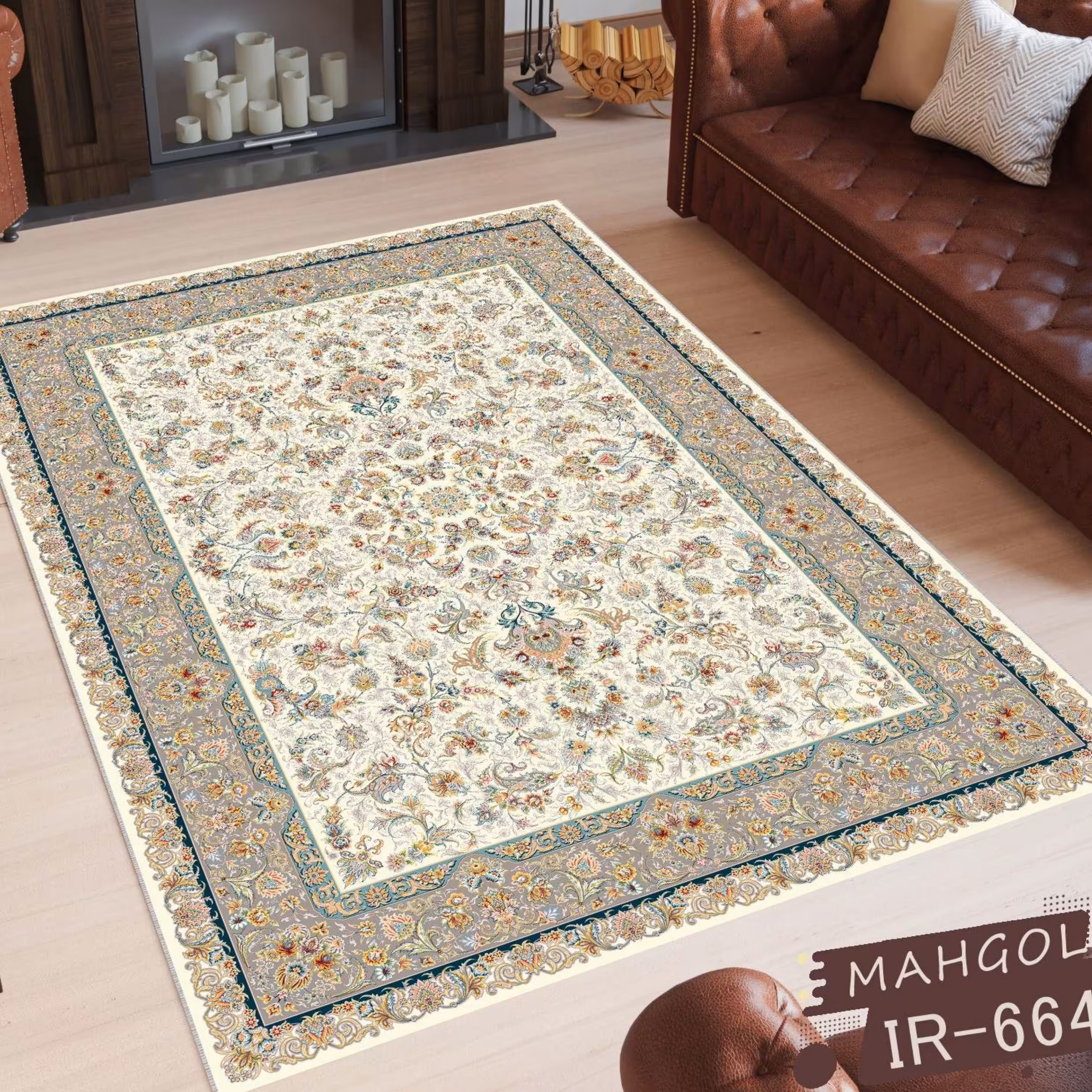 فرشینه مخمل6متری کد664 استوپ دار روحا(ماهگل)