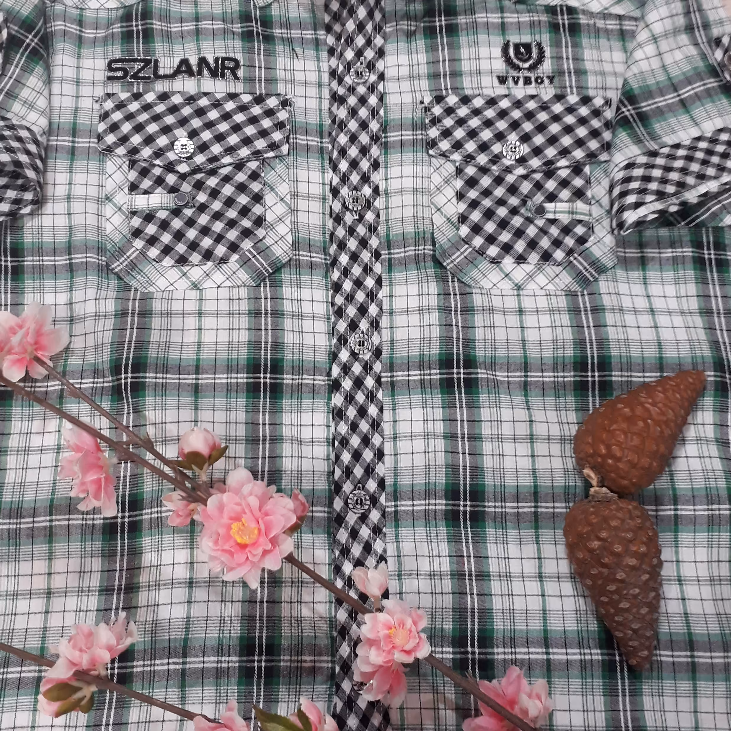 پیراهن چهار خونه خارجی مردانه سه سایزه اندامی  M.L.XL