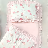 تشک مسافرتی نوزادی با بالشت و لحاف پتو نوزادی  چین دار با پارچه ترک