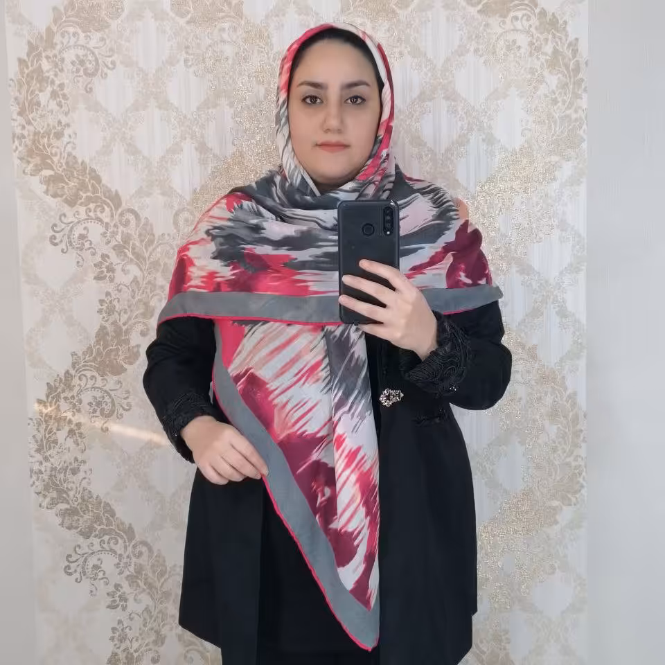 روسری نخی طوسی صورتی آبرنگی