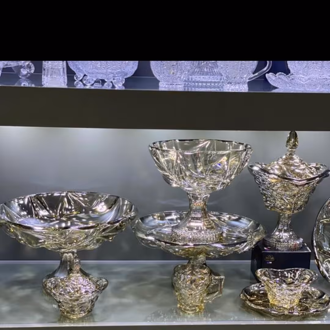 سرویس ظروف پذیرایی 12نفره 45 پارچه کریستال شامپاینی بلور  شفاف