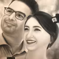 تابلو سیاه قلم چهره دونفره سایز آ2