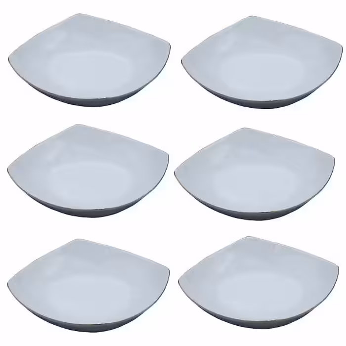 بشقاب خورشتی 6 پارچ  سایز 24 نیم گود 4 گوش چینی لورین سفید ساده