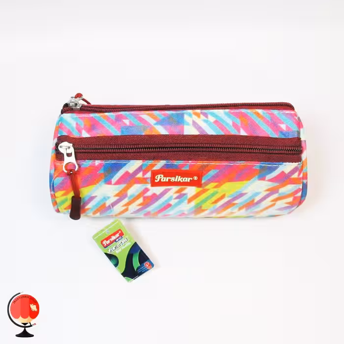 جامدادی استوانه سه زیپ طرح رنگارنگ پارسیکار