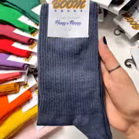 جوراب آبی نفتی ساقدار ساده پنبه فری سایز