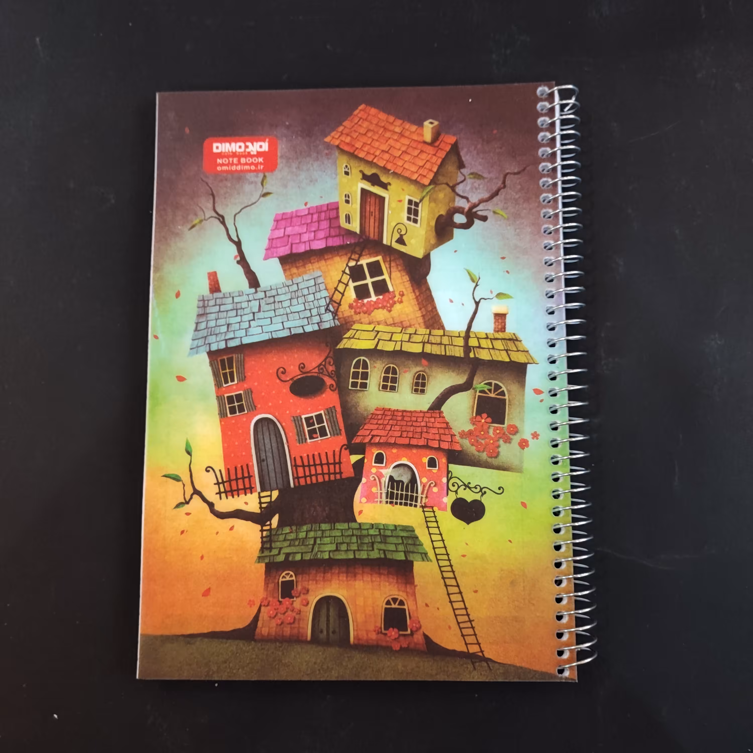 دفتر  100 برگ - امید -  خط دار جلد طلقی سیمی - طرح  خانه