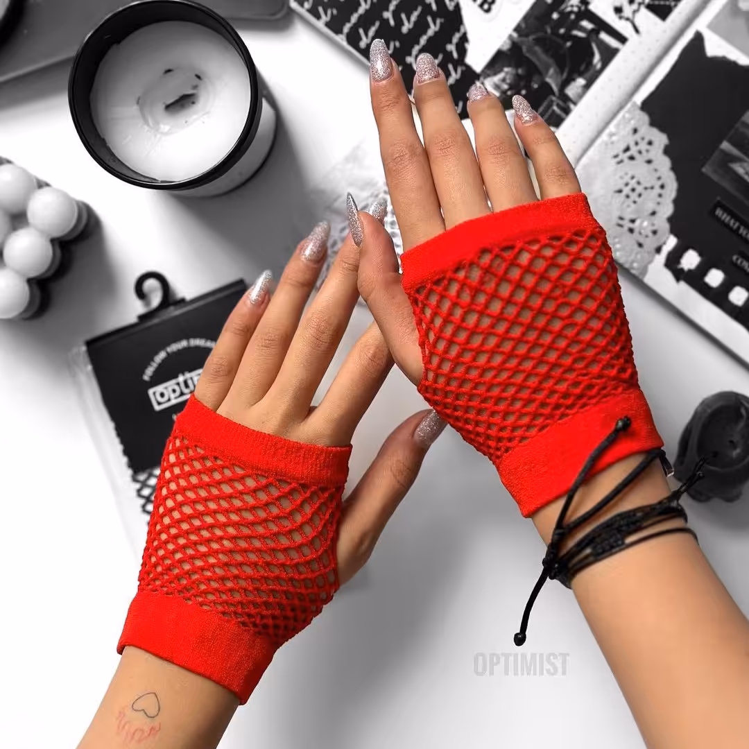 دستکش فیشنت قرمز انگشتی فری سایز برند آپتیمیست