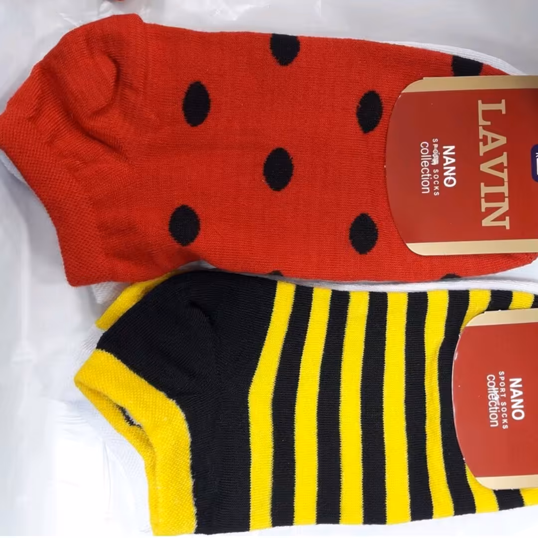 جوراب ساق کوتاه تاب تا مارک لاوین بسیار جذاب و زیبا زنبوری و کفشدوزک 