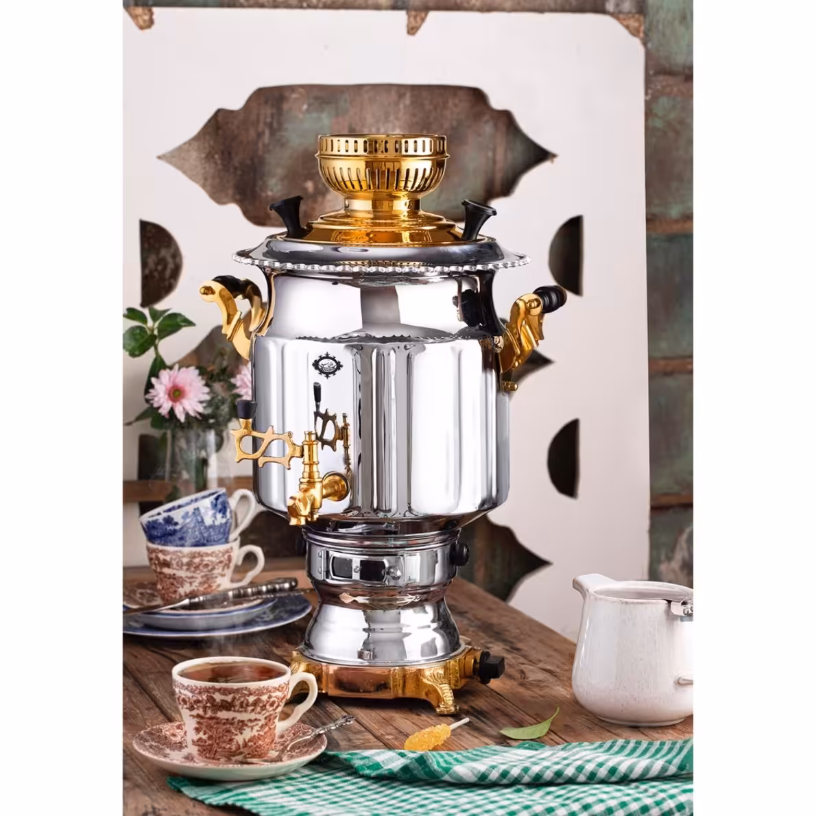 سماور گاز سوز (گازی) آتریس نفیس طلائی- 6 لیتری - عالی نسب (Atris Nafis)