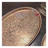 سینی مسی مدل بیضی  - سایز 8 ( 43x27.5 ) رنگ سفید و قرمز  - نانو شده - فروشگاه مس لادن زنجان