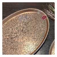سینی مسی مدل بیضی  - سایز 8 ( 43x27.5 ) رنگ سفید و قرمز  - نانو شده - فروشگاه مس لادن زنجان