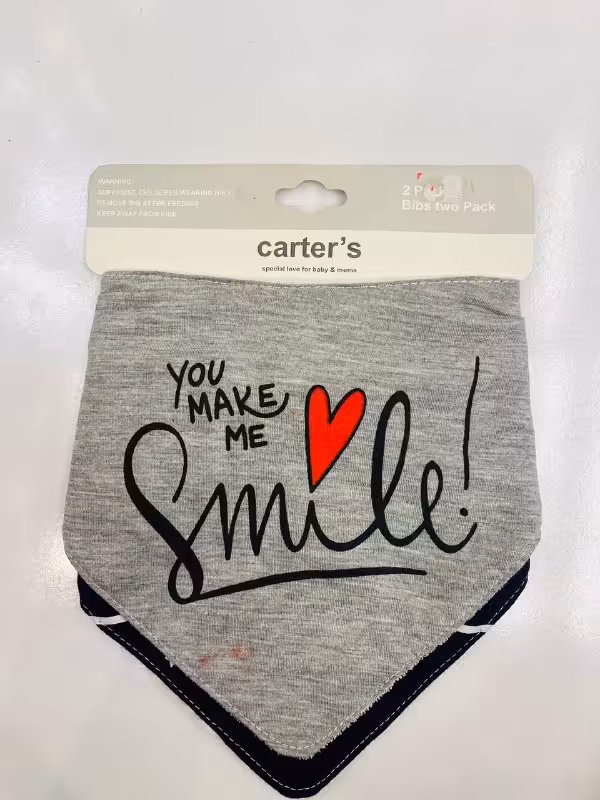 پیش بند نوزادی کارترز اورجینال پیشبند دو عددی با کیفیت عالی و قابل شستشو با جذب بالا برند کارترز  carters