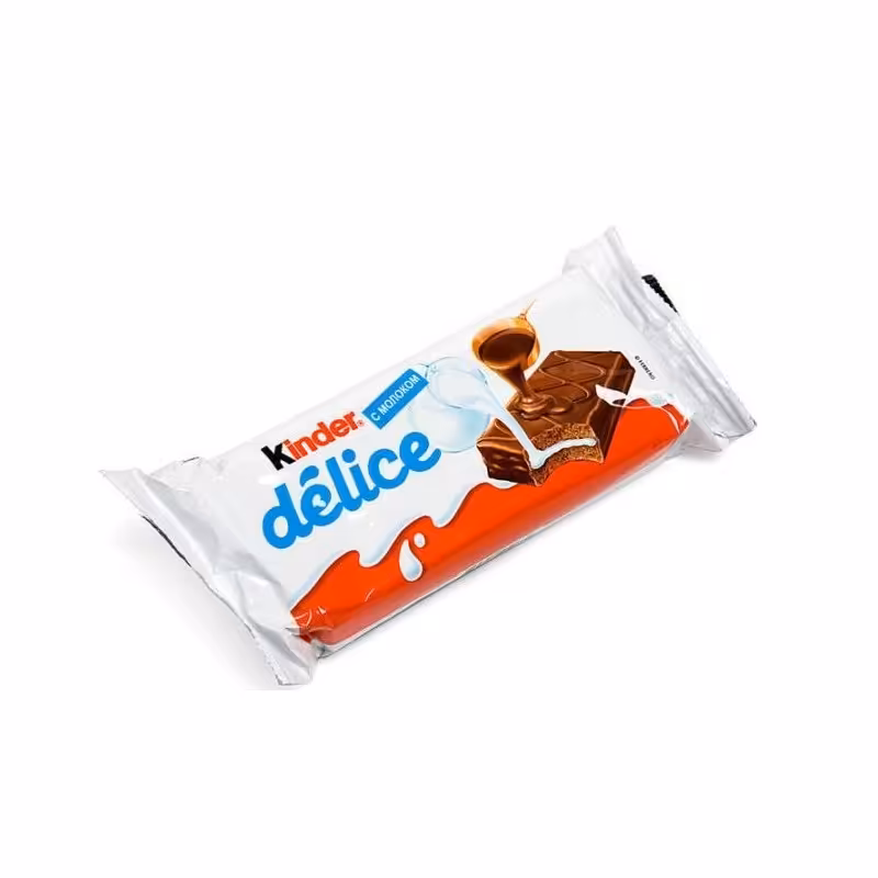 کیک شکلاتی با مغز شیر و کرم شکلات 39 گرمی کیندر kinder Delice