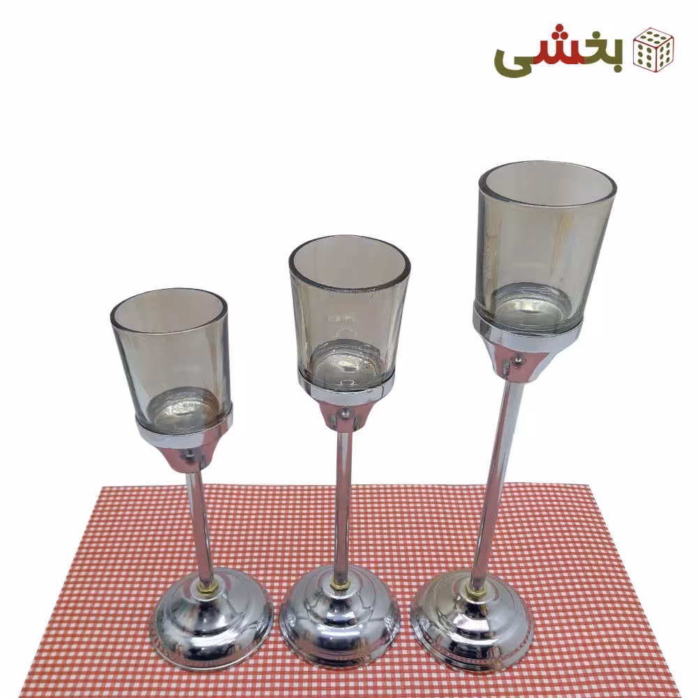 جاشمعی فلزی نقره‌ای 3 عددی