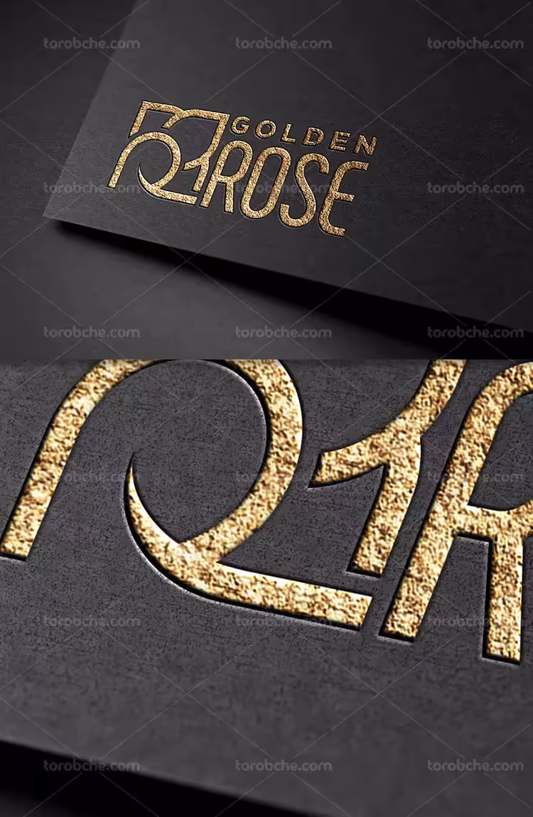 موکاپ لوگو مشکی طلایی | گرافیک با طعم تربچه