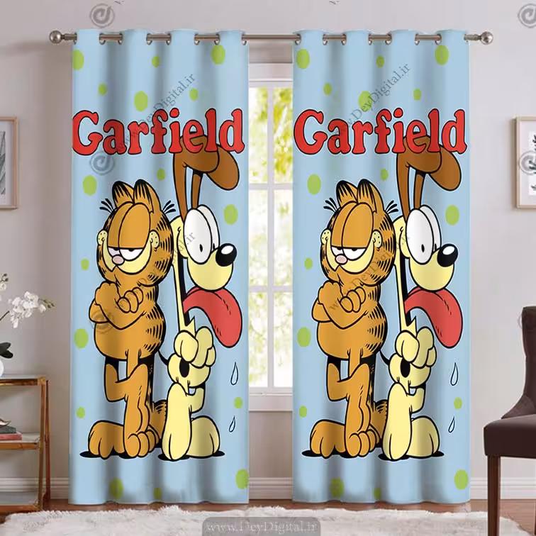 پرده پانچی طرح کارتونی گارفیلد و سگ زرد PK-2844