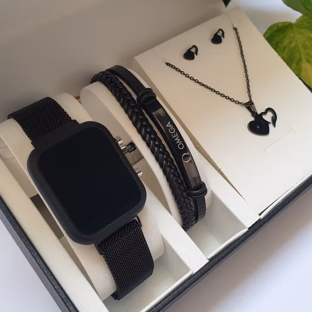 ساعت مچی ال ای دی بند رابر بدنه فلزی led 