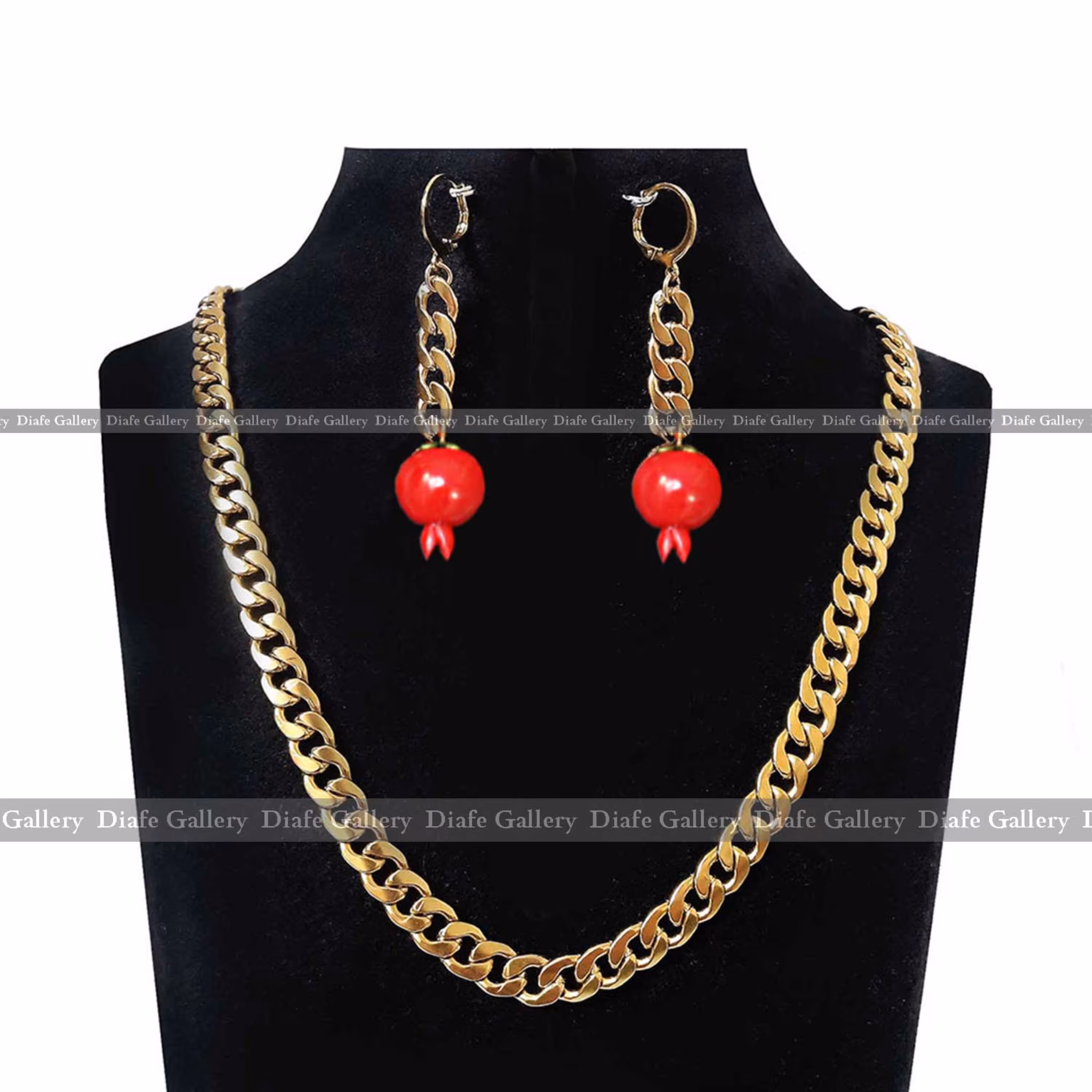 نیم ست انار کارتیر استیل با آویز پلاک انار ویژه شب یلدا زنانه ودخترانه کد 1