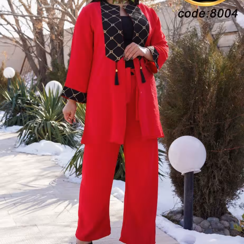 ست مانتوشلوار خرجکارلوزی منگوله دار