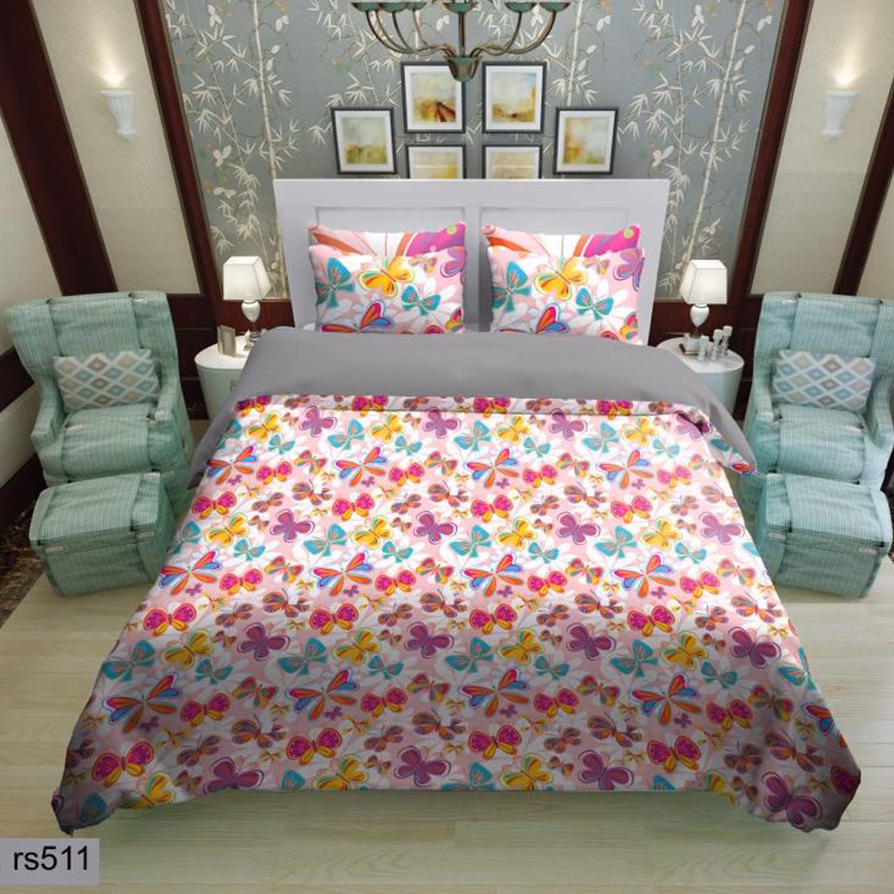 سرویس روتختی 2 نفره تنسل چاپی برندترک لند(Turk Land) rs 511