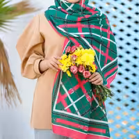 شال اسلپ کالکشن سبز وصورتی