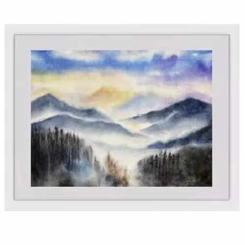 تابلو نقاشی آبرنگ نقش رنگ مدل کوه S119 اندازه 45x35x2