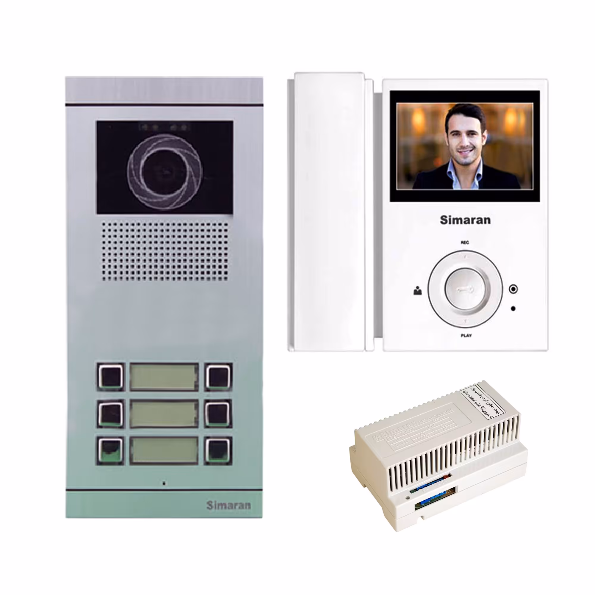 پک شش واحدی آیفون تصویری سیماران مانیتور 43FL و پنل فرداد به همراه تغذیه و سوییچر