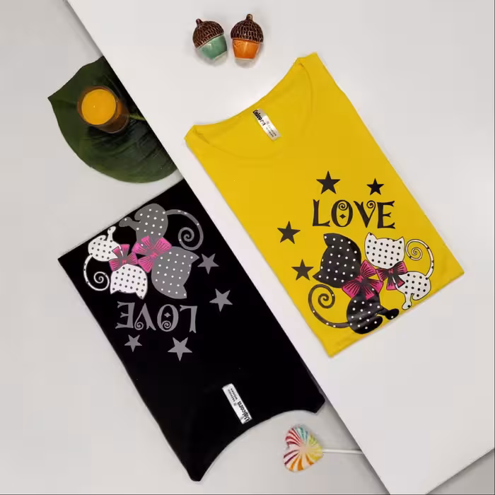 تیشرت نخ پنبه طرح گربه 602