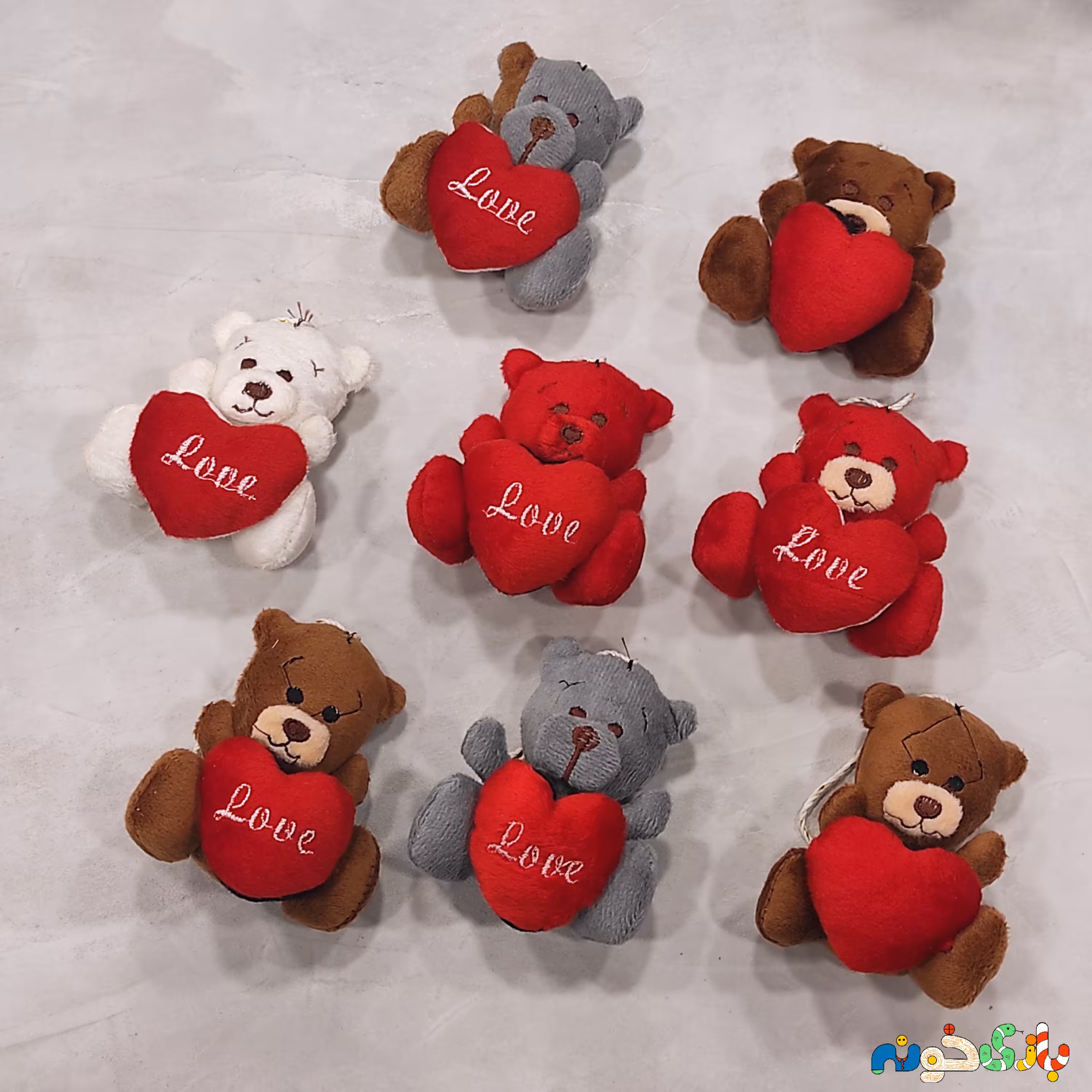 جاکلیدی خرس قلب به دست چند رنگ ارتفاع 8 سانت 