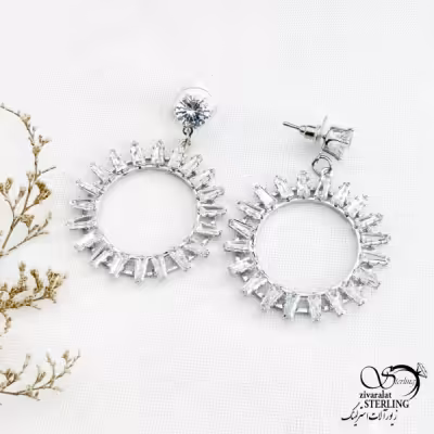 گوشواره مجلسی آویز گرد با کد 12627
