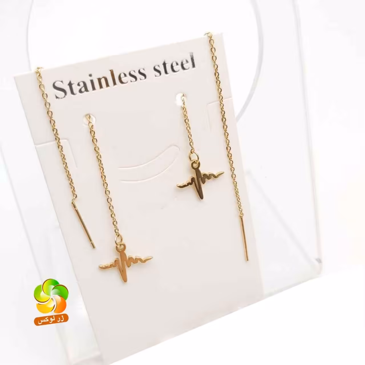 گوشواره زنانه مدل بخیه ای طرح ضربان قلب