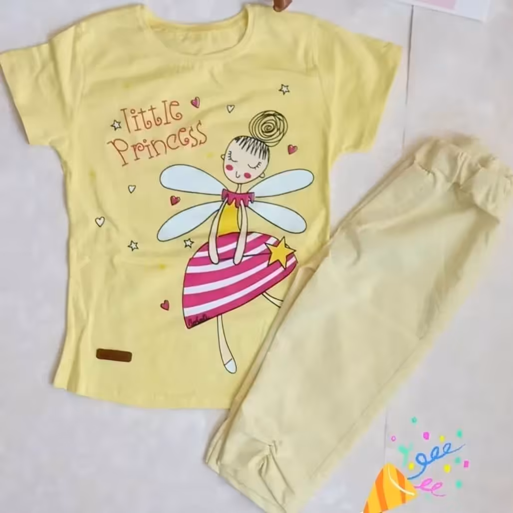 لباس دخترانه بچگانه از سایز 50  رنگ آبی و زرد