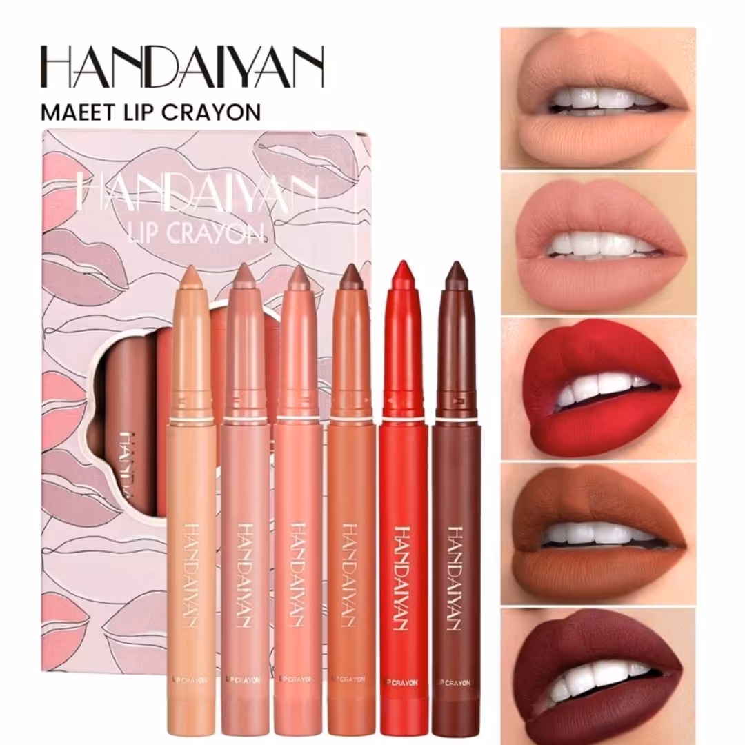 پک 6 تایی رژلب مدادی سر پیچی تراش دار هندیان (شش عددی) طیف رنگی ترند 