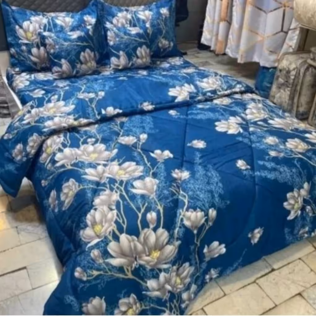 روتختی آبی گلدار 6تیکه  دونفره ارسال رایگان