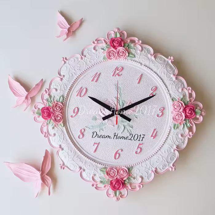 ساعت دیواری گلدار ساعت دیواری پلی استر ساعت دیواری شیک ساعت دیواری خاص (پس کرایه)