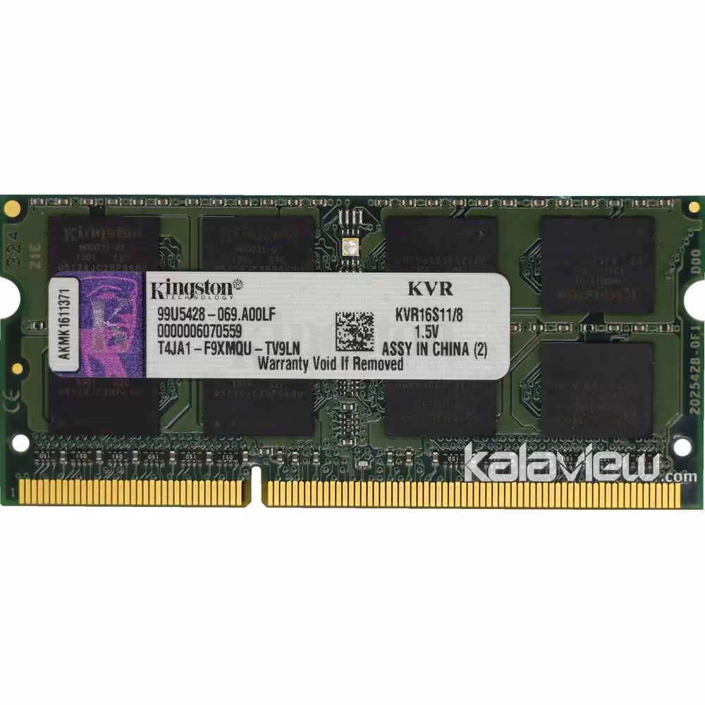 رم لپ تاپ کینگستون 8GB مدل DDR3 باس 1600MHZ-12800 چین KVR16S11-8 تایمینگ CL11